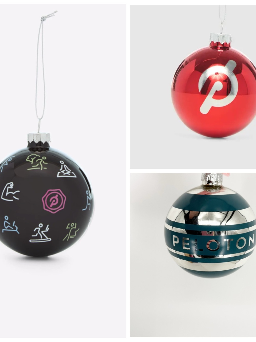 Peloton 2024 3 Pack Glass Christmas Tree Ornaments Holiday Decor